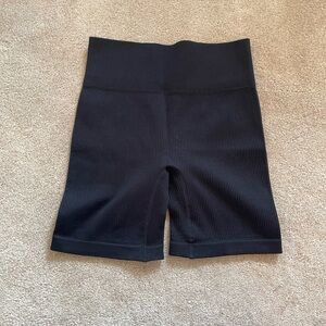 Sleek Black Ribbed Athletic Shorts for Women